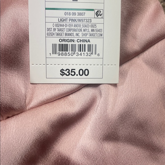 A New Day Tailored Pleated Satin Flutter Sleeve Blush Pink Midi Dress L NWT - Picture 6 of 7